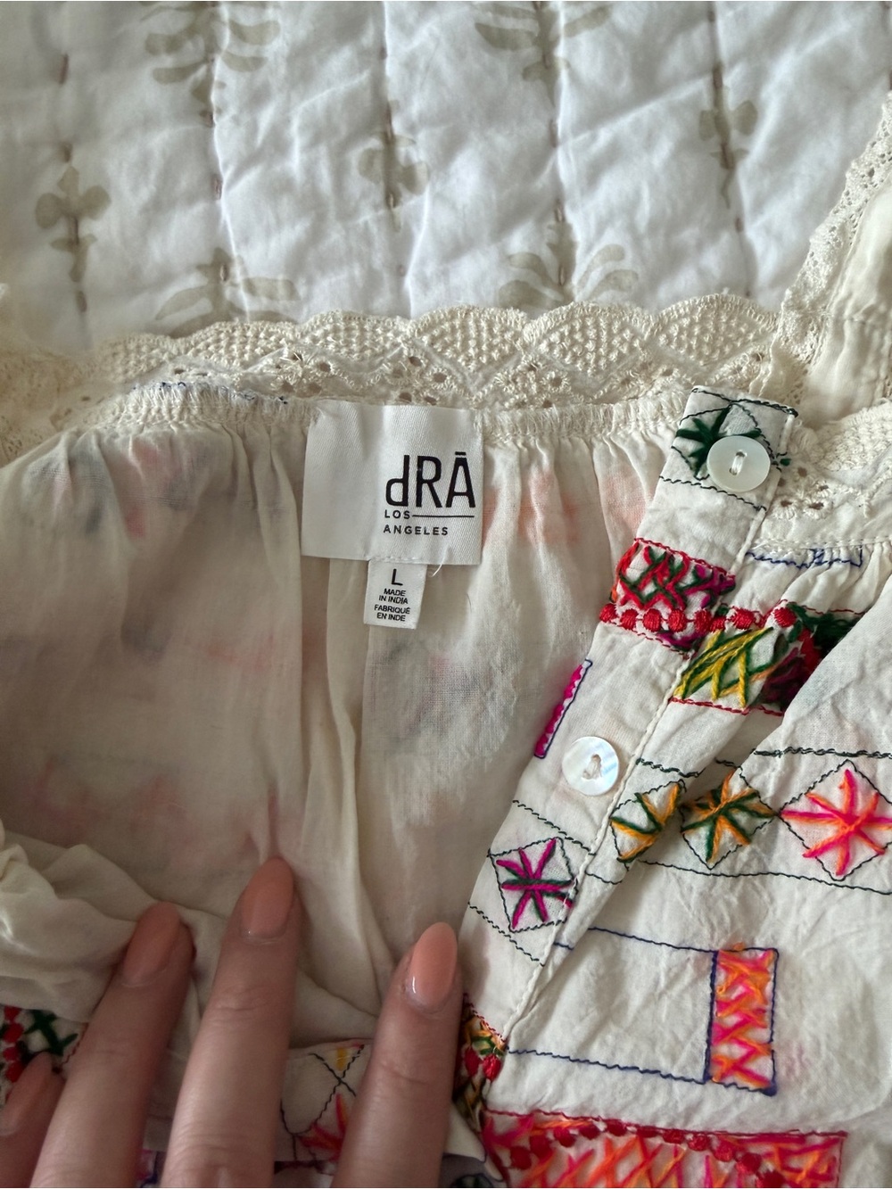 Cream Embroidered Crop Top - Picture 3 of 3